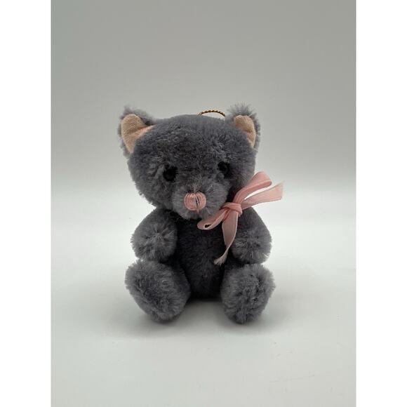 Dakin & Co. 1985 Miniature 3" Gray Plush Bear Ornament Figurine Moveable Joints - Picture 1 of 8